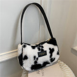 Niche Design Fashion Plush Plaid Underarm Bag For Women