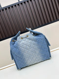 2025 Spring/Summer Collection Denim Quilted Drawstring Chain Bag