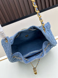 2025 Spring/Summer Collection Denim Quilted Drawstring Chain Bag