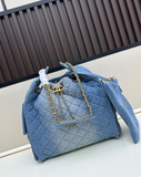2025 Spring/Summer Collection Denim Quilted Drawstring Chain Bag