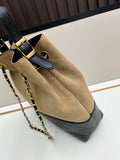 2025 Autumn/Winter Collection Suede and Leather Quilted Bucket Bag