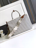 Striped canvas tote bag