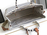 Striped canvas tote bag