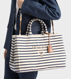 Striped canvas tote bag