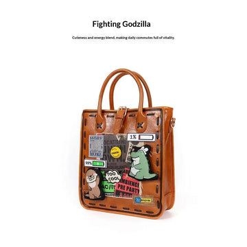 Fighting Godzilla designer original handbag