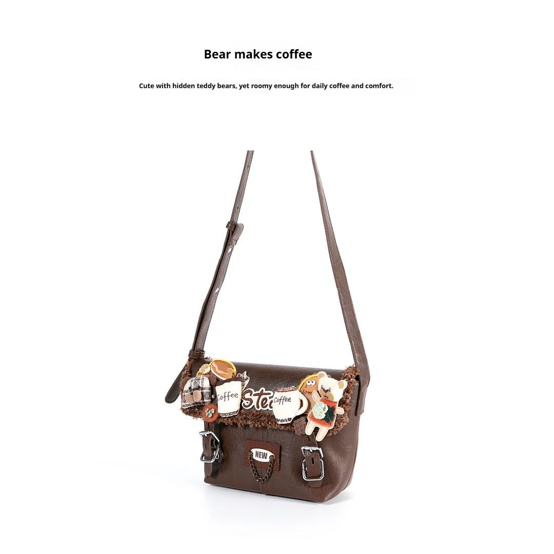 Bear makes coffee designer original shoulder bag