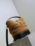 37 raffia woven cowhide bucket bag