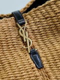 37 raffia woven cowhide bucket bag