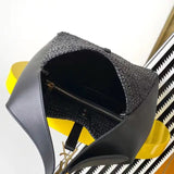 LE 37 woven raffia and vegetable-tanned leather bag