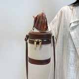 Leopard Print Contrast Color Bucket Bag For Women