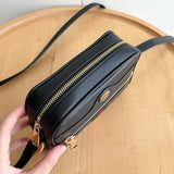 Ophidia series small black leather shoulder bag