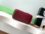 Leather CHAN VANITY CASE WITH TOP HANDLE