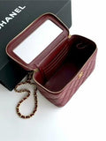 Leather CHAN VANITY CASE WITH TOP HANDLE