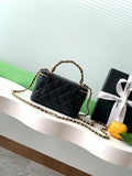 Leather CHAN VANITY CASE WITH TOP HANDLE