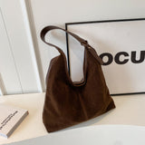 Vintage Suede Stitching Pu Shoulder Bag For Women