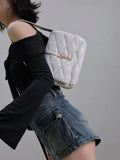 white gold buckle LE 57 series quilted underarm bag