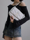 white gold buckle LE 57 series quilted underarm bag