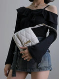 white gold buckle LE 57 series quilted underarm bag
