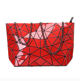 PU Geometric Diamond Lattice Single Shoulder Chain Bag For Women