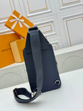 Dark blue leather men's chest bag