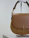 Voltaire Small Leather-Trimmed Straw Shoulder Bag