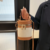 Leopard Print Contrast Color Bucket Bag For Women