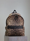 City Backpack in Leopard Print Velvet and Leather