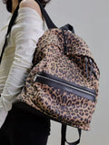 City Backpack in Leopard Print Velvet and Leather
