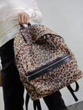 City Backpack in Leopard Print Velvet and Leather