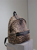 City Backpack in Leopard Print Velvet and Leather