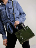 Green patent leather handbag from the Saint Laurent Sac De Jour collection