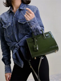 Green patent leather handbag from the Saint Laurent Sac De Jour collection