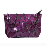 PU Geometric Diamond Lattice Single Shoulder Chain Bag For Women