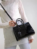 Saint Laurent Sac De Jour black patent leather handbag