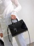 Saint Laurent Sac De Jour black patent leather handbag