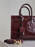 Sac De Jour burgundy patent leather handbag