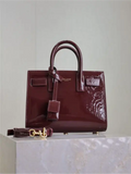 Sac De Jour burgundy patent leather handbag