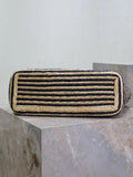 Striped Straw and Leather Shopping Tote Bag