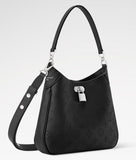 2026 All Around PM Tote Bag with Openwork Monogram Pattern, Pebble Gray Mahina Calfskin M28306