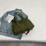 Large Capacity Shoulder Canvas Solid Color Bag For Women