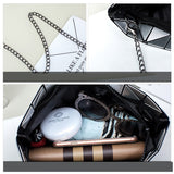PU Geometric Diamond Lattice Single Shoulder Chain Bag For Women