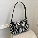 Niche Design Fashion Plush Plaid Underarm Bag For Women