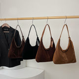 Vintage Suede Stitching Pu Shoulder Bag For Women
